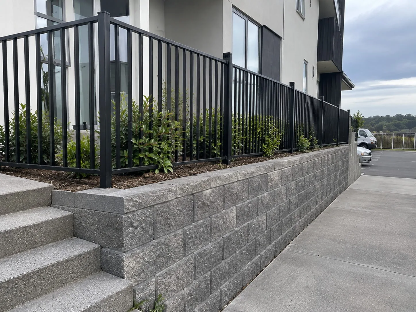 Segmental block retaining wall on a Christchurch section